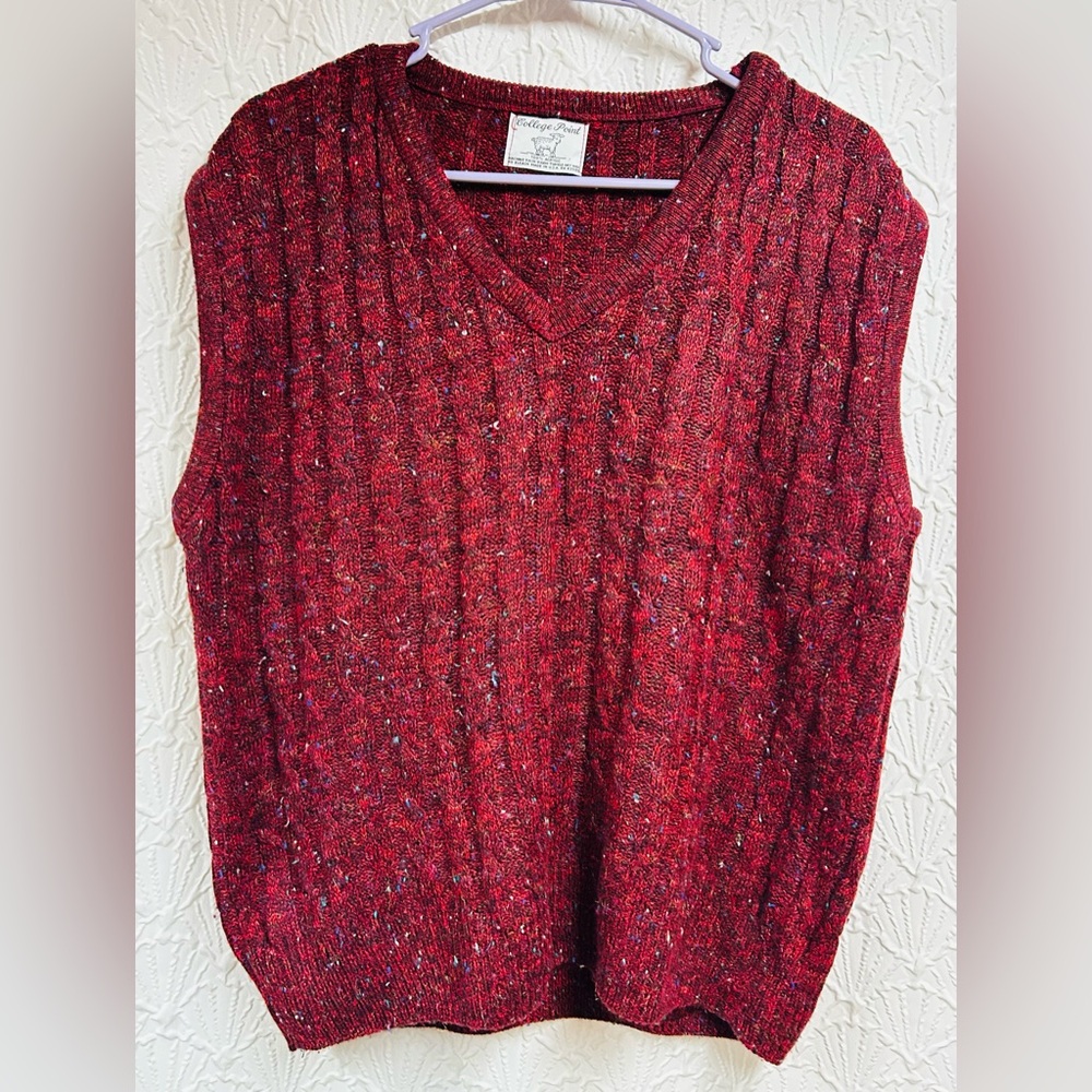 College Point Red Speckled Sweater Vest